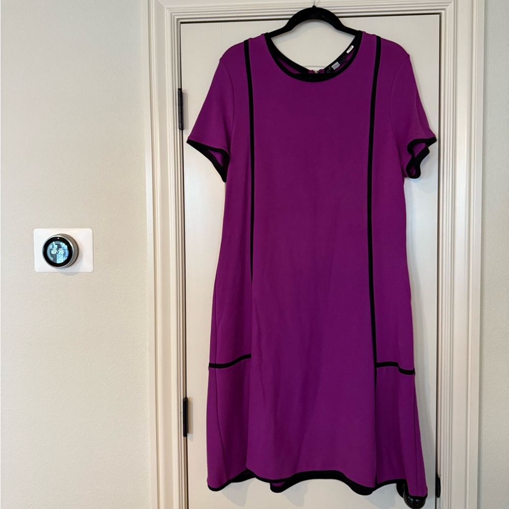 Saks Fifth Ave purple dress with black piping